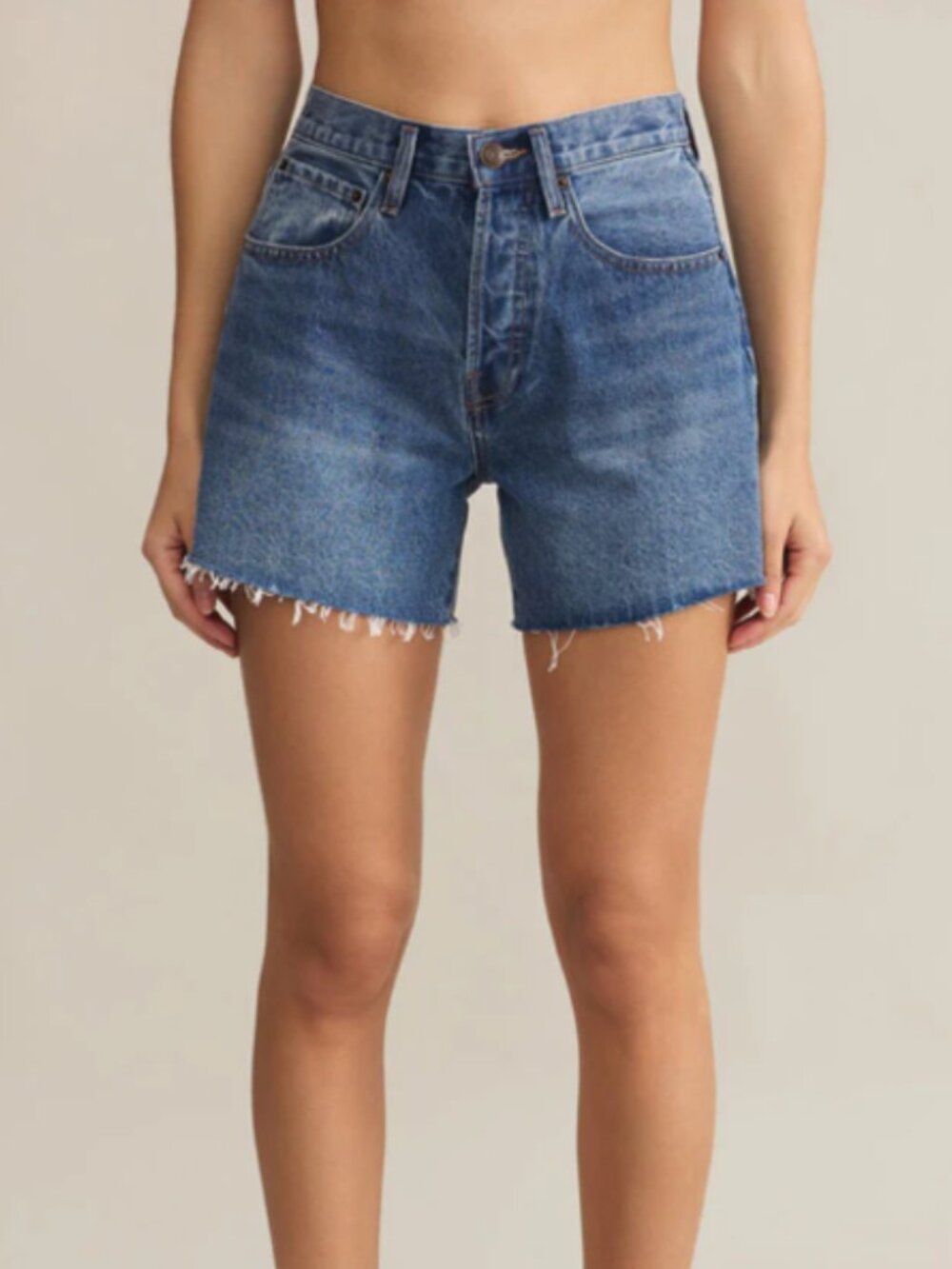 Classic High-Rise Blue Denim Jean Shorts